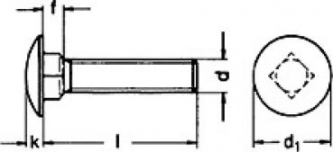 Schloß-Schrauben 10 mm M10 DIN 603 Vollgewinde 10 x 110 Edelstahl A2 5 Stk