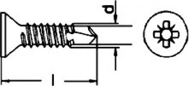 Bohrschraube-Senkkopf-Kreuzschlitz 3,5 x 22 DIN 7504 A2  100 Stk.