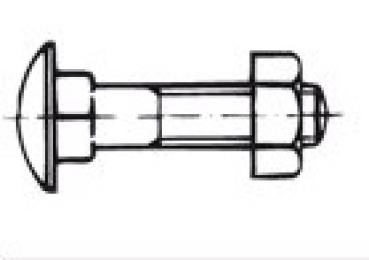 Preview: Schloßschraube mit Mutter M 6 x 45 DIN 603 Verzinkt 50 Stk.