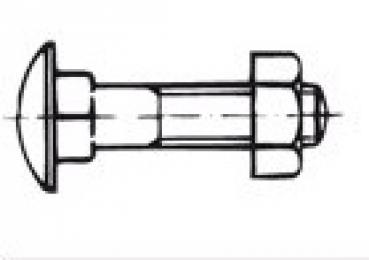 Preview: Schloßschraube mit Mutter  M 8 x 16 DIN 603 Verzinkt 1 Stk.