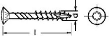 Terrassenschraube mit Linsensenkkopf  5 x 60 mm Torx in  Edelstahl 100 Stk.