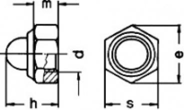 Preview: Hutmuttern DIN 986 M 16  A2 50 Stk.