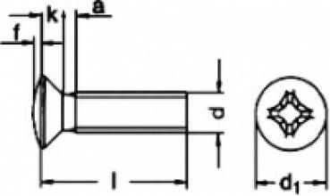 Linsen-Senkschraube mit Kreuzschlitz  M 8 x 16  DIN 966 A2 100 Stk.