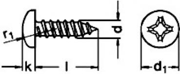 Blechschrauben 4,8 mm DIN 7981 Kreuzschlitz 4,8 x 9,5 bis 4,8 x 50 Edelstahl V2A 