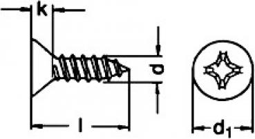 Senk-Blechschraube mit Kreuzschlitz 5,5 x 32 DIN 7982 A2 100 Stk.