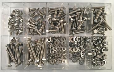 Sortiment-Sechskantschrauben  DIN 933 Edelstahl V2A   M4   430 Teile