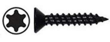Holzschrauben 4 x 25 mm Senkkopf-Vollgewinde - Torx Edelstahl Schwarz  25 Stk.