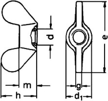 Preview: Flügelmutter  M 8 DIN 315 Temperguß Verzinkt  100 Stk.