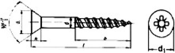 Senkkopf-Holzschraube mit Kreuzschlitz  4,5 x 40 DIN 7997 A2 100 Stück