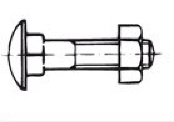 Schloßschraube mit Mutter  M 12 x 70 DIN 603 Verzinkt 1 Stk.