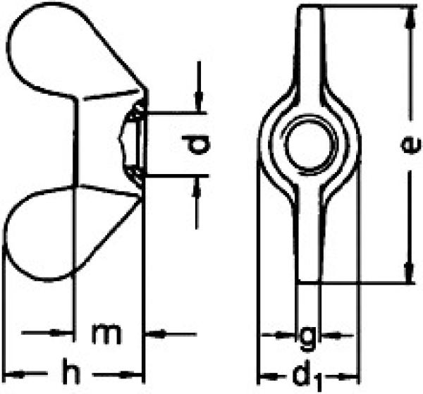 Flügelmutter  M 8 DIN 315 Temperguß Verzinkt 1 Stk.