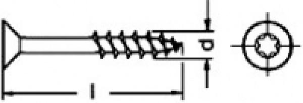 Spanplattenschraube-Senkkopf-Teilgewinde - Torx 5 x 90 mm  Verzinkt - 200 Stk.