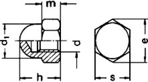 Hutmutter DIN 1587 A2 M4  100 Stk.
