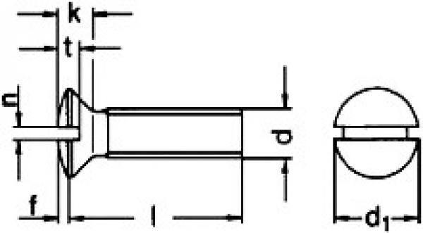 Linsen-Senkschraube mit Schlitz  M 4 x 30  DIN 964 A2 100 Stk.