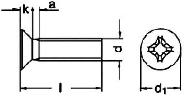 Senkschraube mit Kreuzschlitz  M 6 x 40  DIN 965 A2 100 Stk.