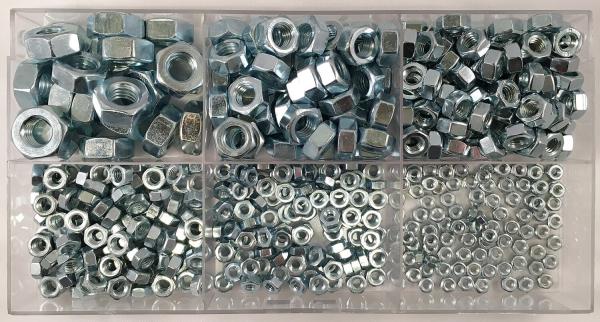 Muttern-Sortiment-DIN-934-M3---M10-Verzinkt-470-Teile
