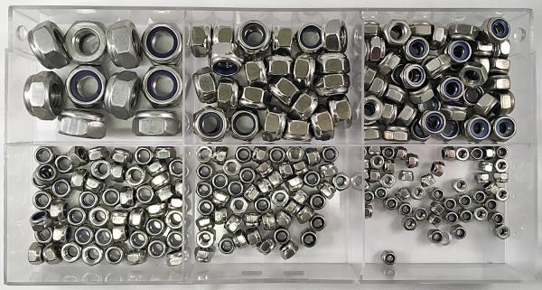 Stopmuttern-Sortiment DIN 985 Edelstahl A2 235 Teile