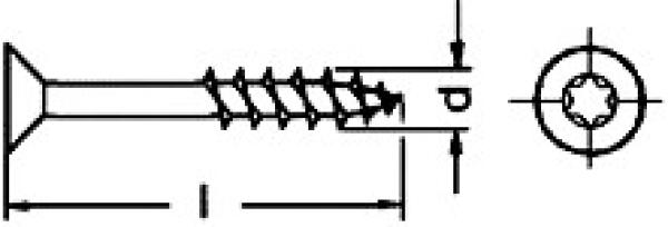 Spanplattenschraube-Senkkopf-Teilgewinde - Torx 5 x 70/42 mm  100 Stk.