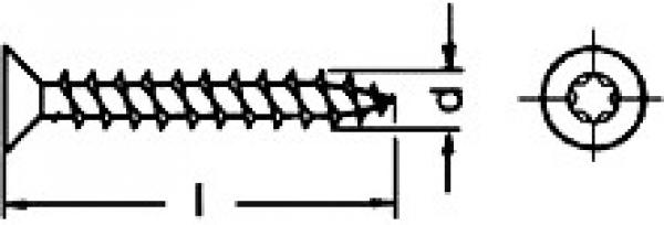Spanplattenschrauben 3,5 x 30 mm Senkkopf-Vollgewinde - Torx  500 Stk.