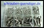 Sortiment-Gewindestifte DIN 914  M3  Edelstahl A2  200 Teile