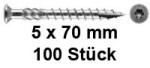 Terrassenschraube mit Linsensenkkopf  5 x 70 mm Torx in  Edelstahl 100 Stk.